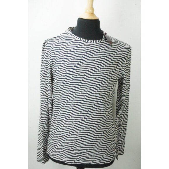 Isaia Napoli White Navy Blue Pattern Long Sleeve Cotton Long Sleeve Shirt M NEW
